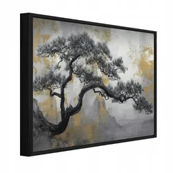 BILDER mit Rahmen Baum Abstraktion Beige 150x100 cm