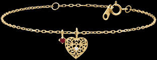 Edenly Flavia Armband â€“ 9-karÃ¤tiges Gelbgold, Diamant und synthetische Rubin