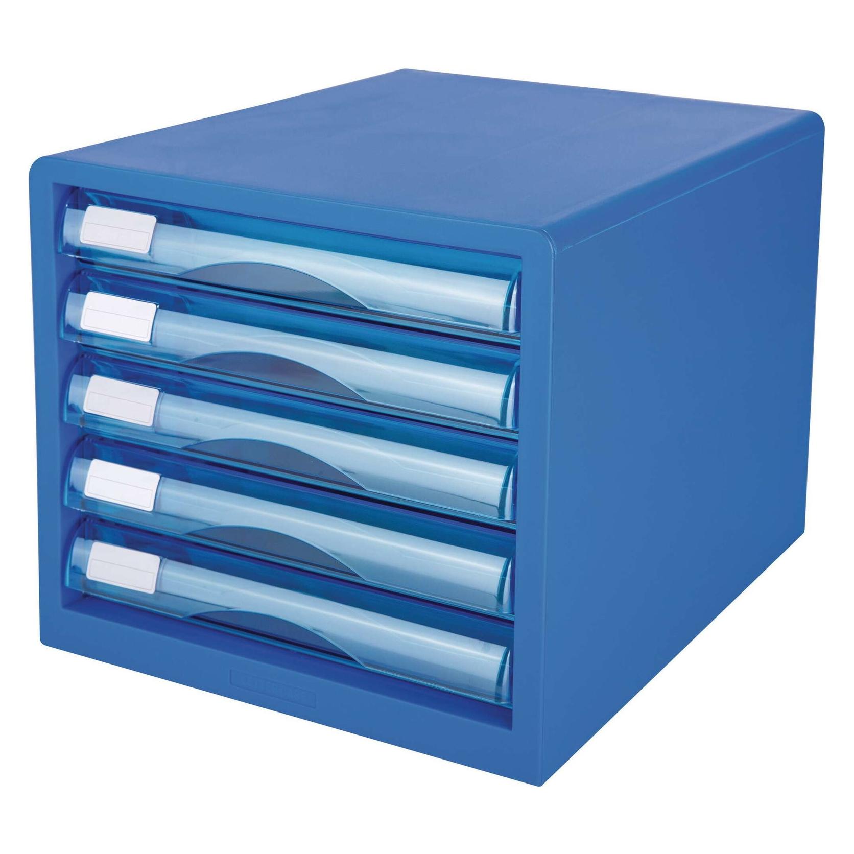Deli Schubladenbox 5 Schubladen 27,5x34x26cm blau (A4) (D360235)