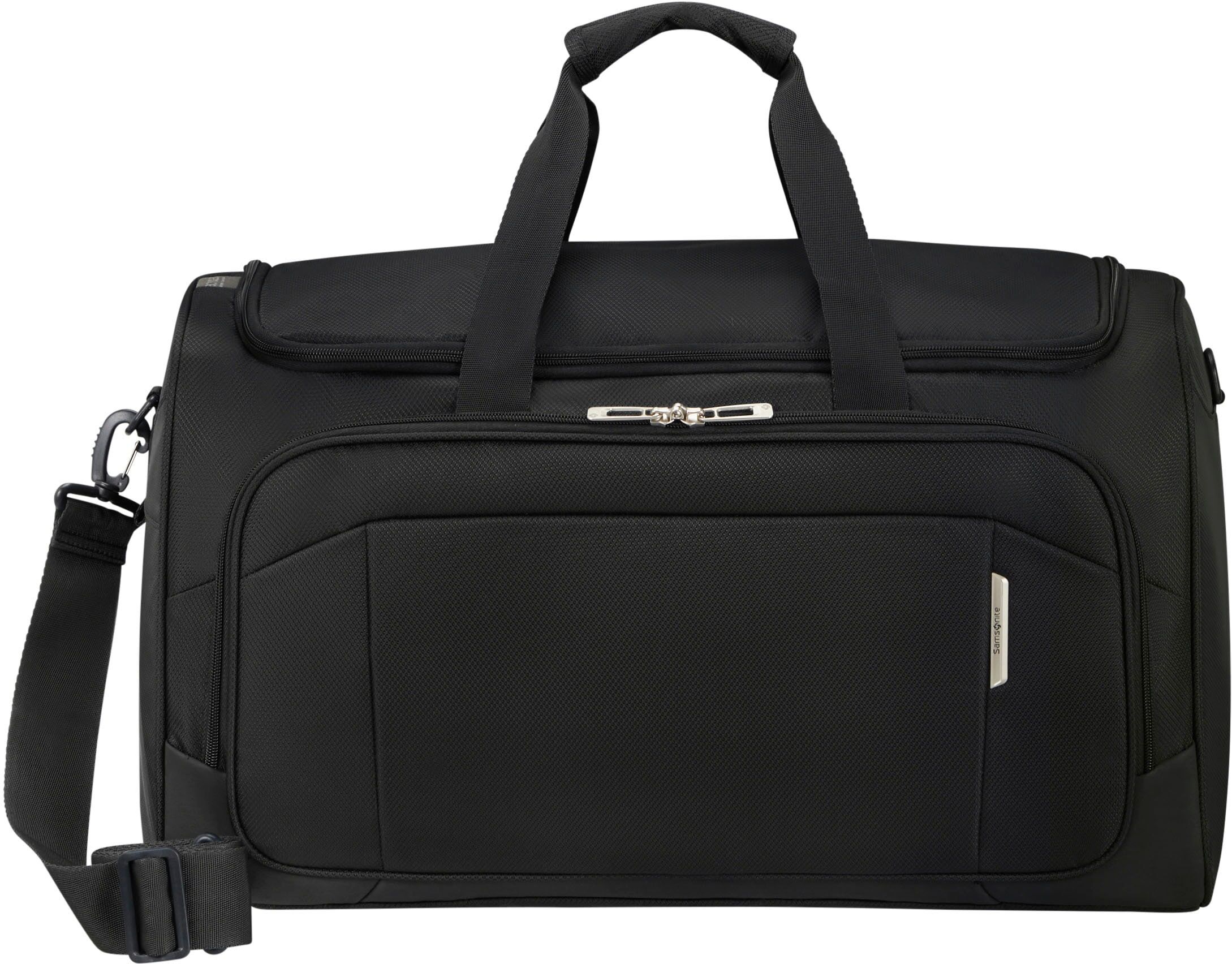 Reisetasche SAMSONITE "RESPARK, ozone black, 55 cm", Gr. B/H/T: 55cm x 33cm x 30cm, schwarz (ozone schwarz), Polyester, Polyurethan, Taschen Reisetasche, Handgepäcktasche Reisegepäck mit Trolley-Aufsteck-System