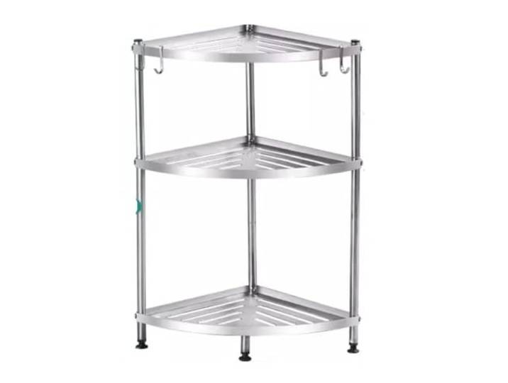 VNCdfhETs Standregal 3-stufiges Eckregal Aus Edelstahl, Eckständer Für Kleine Räume, Wohnzimmer, Badezimmer, Küche zur Organisation und Aufbewahrung(B)