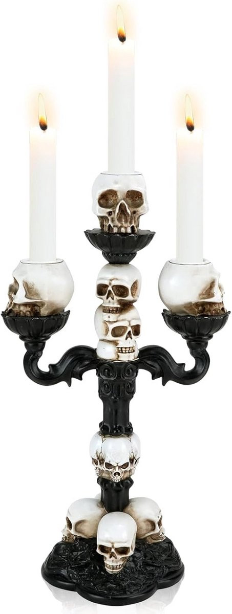Gothic Kandelaar met Doodshoofd voor Sfeerdecoratie