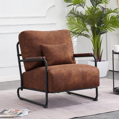 MCombo Modern Accent Armchair with Steel Legs, Leathaire fabric HQ102
