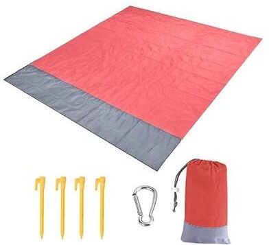 Uplifted Goods Waterproof Pocket Beach And Picnic Mat red Grey 200cm X 210cm
