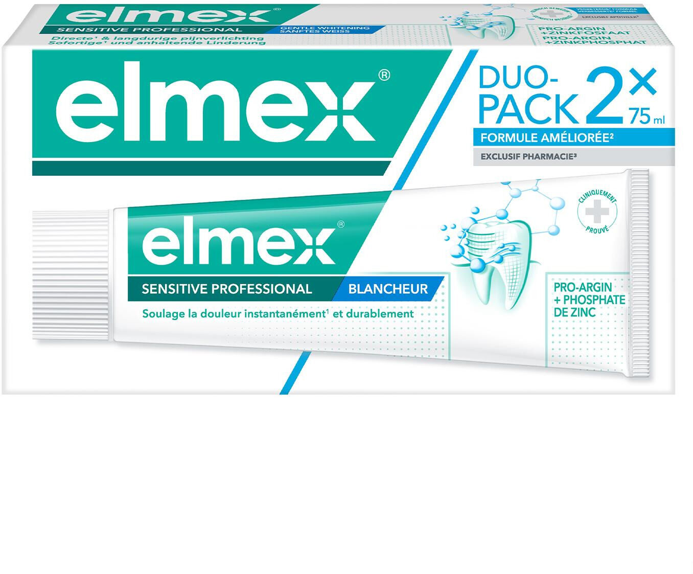 Elmex Dentifrice Sensitive Prof. White 75 ml duo