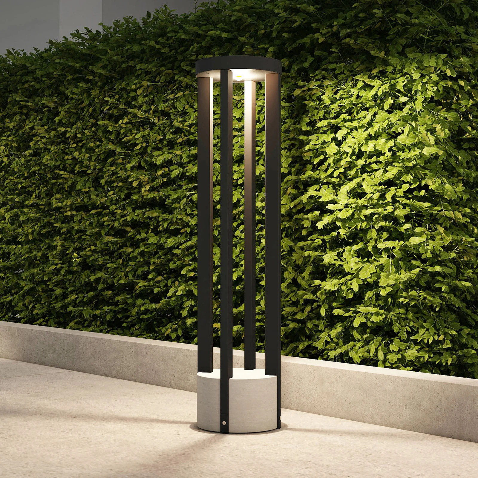 Lucande Kalisa Round LED Tuinlamp H68 Dark Grey - Modern Metaal