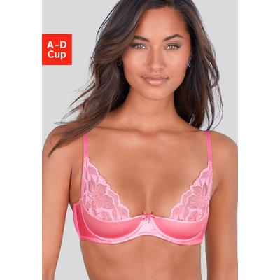 Büstenhebe LASCANA, Damen, Gr. 75, Cup C, pink, Spitze, Obermaterial: 76% Polyamid, 16% Elasthan, 8% Polyester, BHs Büstenhebe, aus edlem Satin-Material mit dezent transparenter Spitze, sexy Dessous