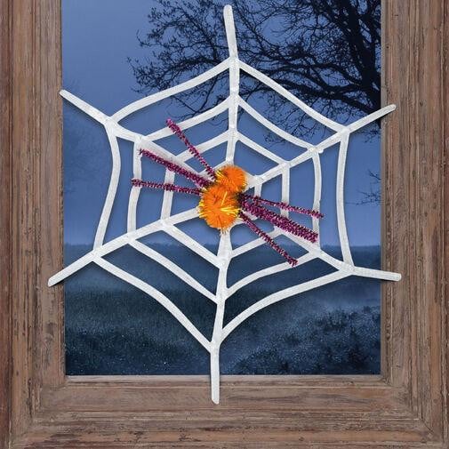 Spinnenweb met spin - Wit - Halloween decoratie
