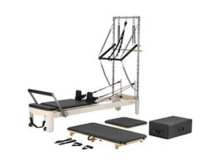 VEVOR Reformer Pilates pour Avancés et Débutants, Machine de Pilates Charge 181,44 kg, Équipement d'Entraînement de Yoga avec Double Résistance, Boîte et Planche de Saut, pour Domicile Studio de Yoga