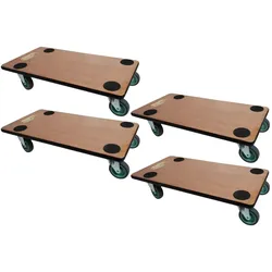 PROREGAL Mega Deal 4x Profi Transportroller HERCULES BxT 30x60cm Traglast 200kg 4 Gummirollen Sperrholzplatte Rollbrett Möbelroller Transporthilfe