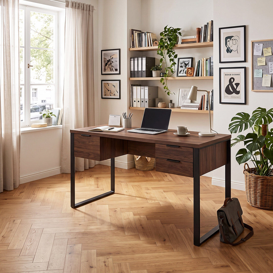 Mercury Apogee Desk Walnut 76.2cm H X 152.4cm W X 60cm D