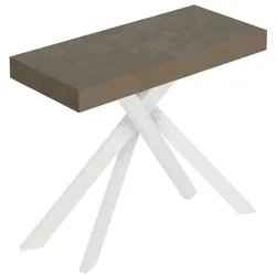 Itamoby Ausziehbare Konsole 90x40/300 cm Saki taubengraue weiße Beine