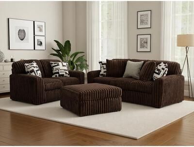 Roundhill Furniture Solenne Chair and Ottoman Set, Oversized Chair and Ottoman with Jumbo Corduroy Upholstery