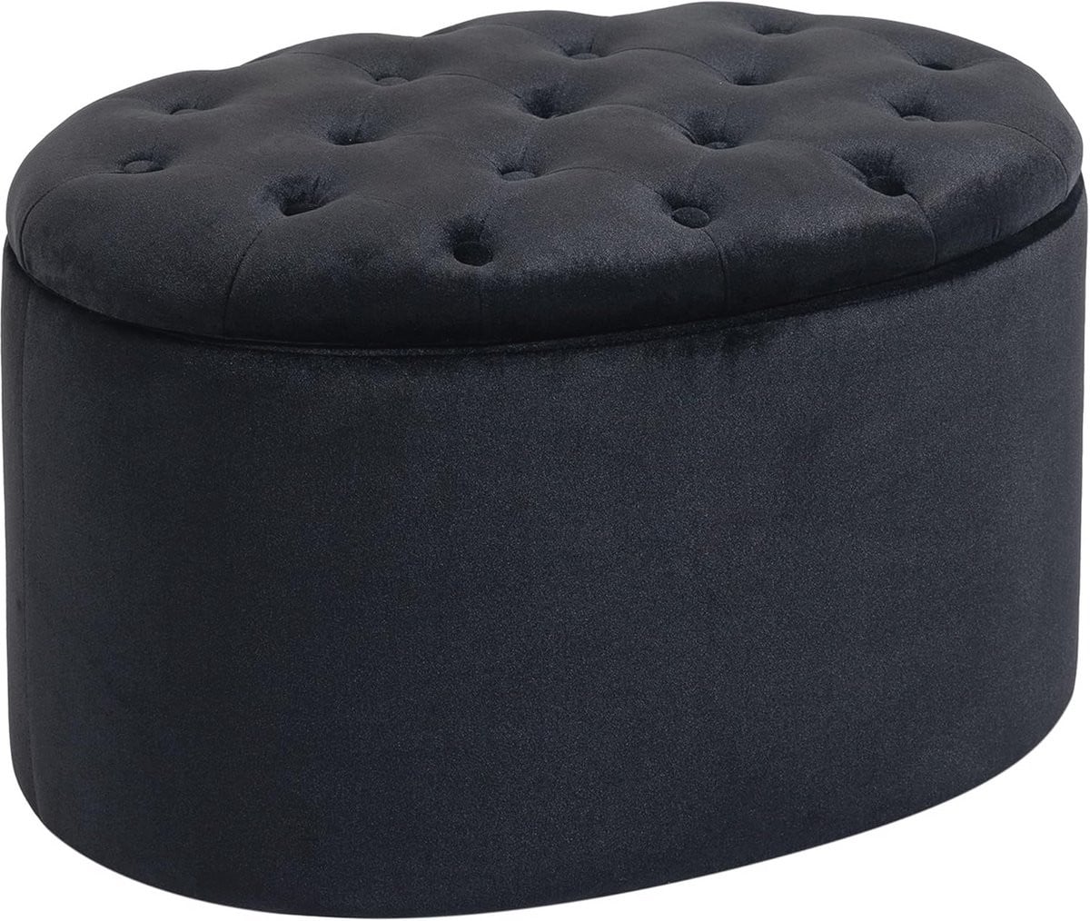 Gestoffeerde ovale bank met opbergruimte en fluwelen bekleding voor de woonkamer, slaapkamer of entree