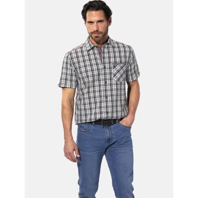 Kurzarmhemd BABISTA "Kurzarmhemd FERRIBELLI", Herren, Gr. XL, weit, weiß (weiß kariert), Obermaterial: 100% Baumwolle CO., Hemden