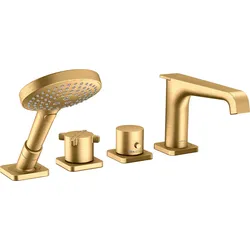 hansgrohe AXOR Citterio E 4-Loch Wannenrandarmatur mit Thermostat, 36411950, Farbe: Brushed Brass