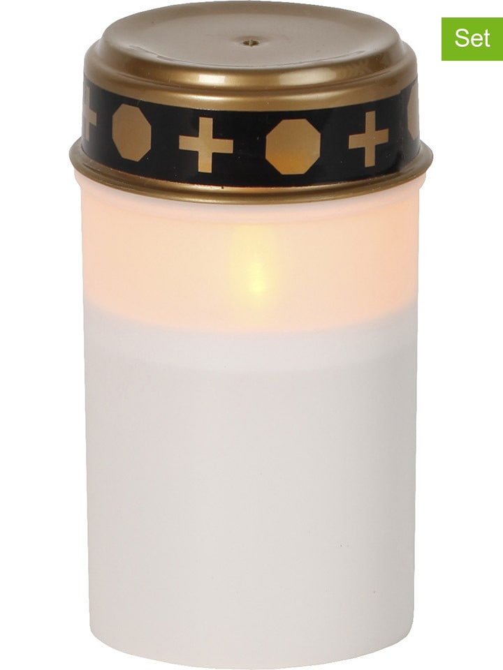 STAR Trading 4er-Set: LED-Grablichter ''Serene'' in Weiß/ Gold - (H)12 x Ø 7 cm - onesize