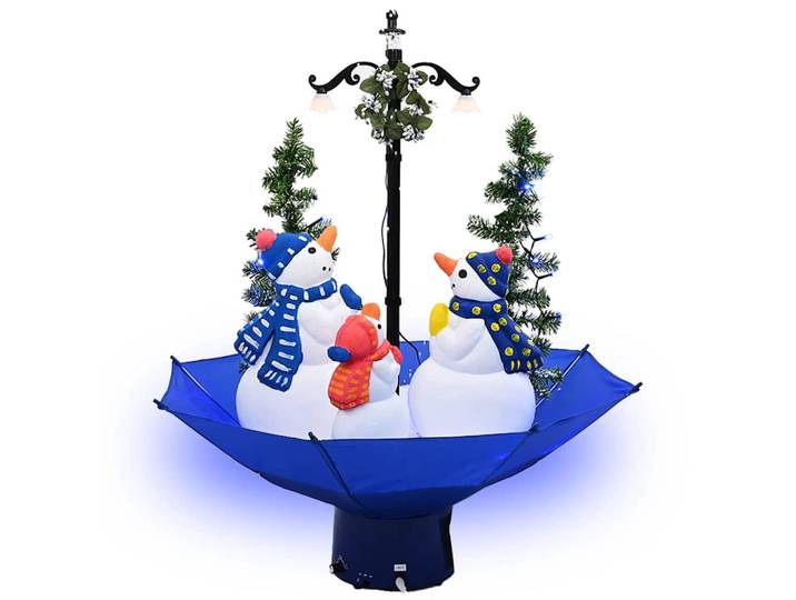 vidaXL Weihnachtsbaum Mit Schnee Und Schirm-Fuss Blau 75 Cm Pvc, Kunststoff, 75 cm, Dekoration, Weihnachtsdekoration, Christbäume & Zubehör