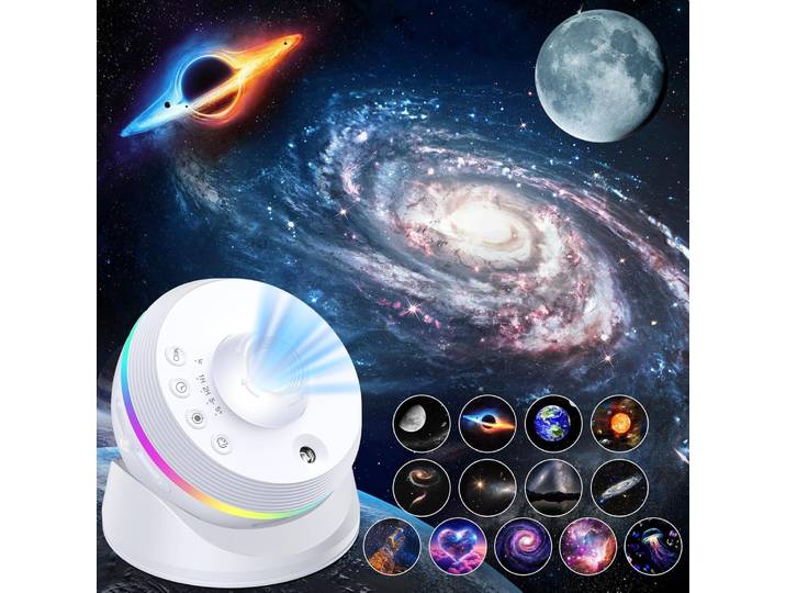Projecteur LED moderne de ciel étoilé, projecteur de galaxie, projecteur de planétarium 360° ° Lampe de chambre rotative, cadeau pour enfants