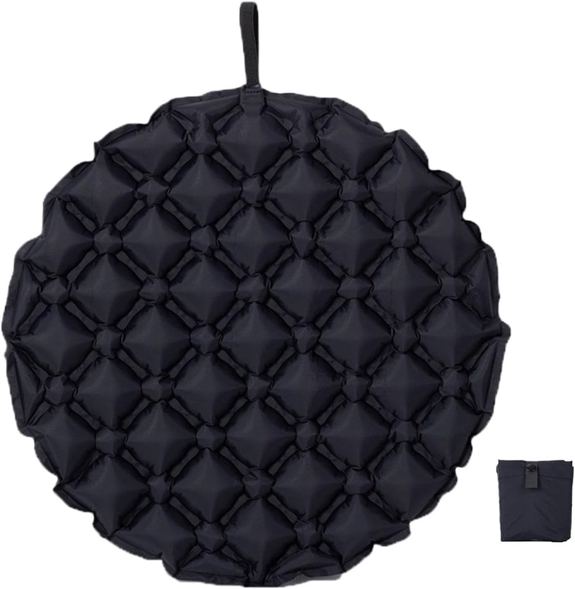 Zwart opblaasbaar donut zitkussen voor volwassenen - 50 x 50 cm