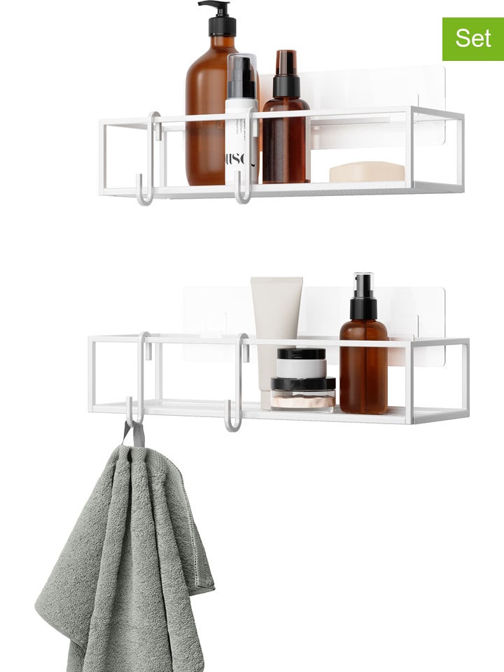 umbra 2er-Set: Duschablagen ''Cubiko'' in Weiß - (B)32 x (H)6 x (T)12 cm - onesize