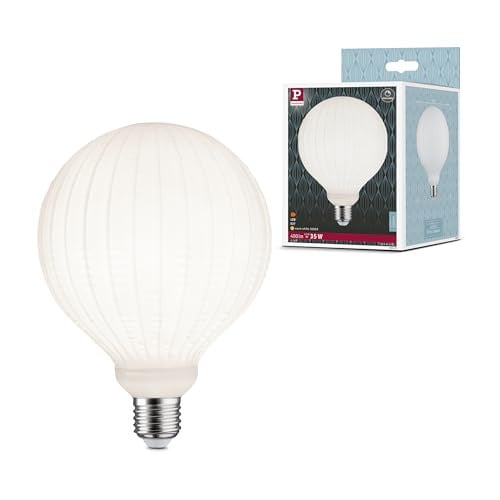 Paulmann Lampion Edition Filament LED Globe G125 Wit Glas, E27, 4,3W, 400lm, 3000K, Dimbaar, Diameter: 12,5 cm