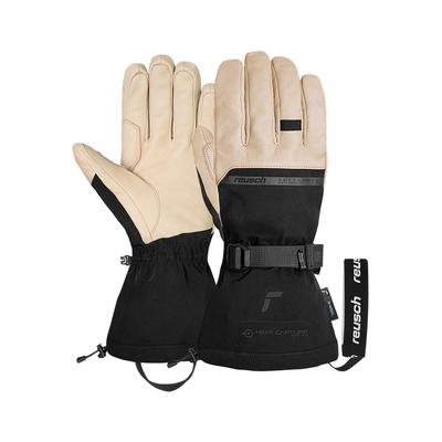 Skihandschuhe REUSCH "Duality R-WOOL", Damen, Gr. 9, beige, schwarz, 70% Polyester, 30% Rindsleder, unifarben, Handschuhe, mit winddichter, atmungsaktiver Funktion