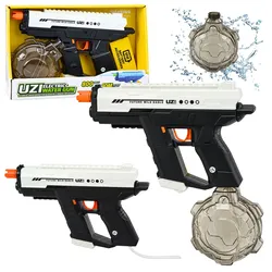 Elektrische automatische Wasserpistole, 10 m, Schwarz und Weiß, 800 ml