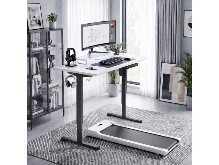 HOMCOM Piètement Bureau Assis-Debout Double Traverse Acier Noir
