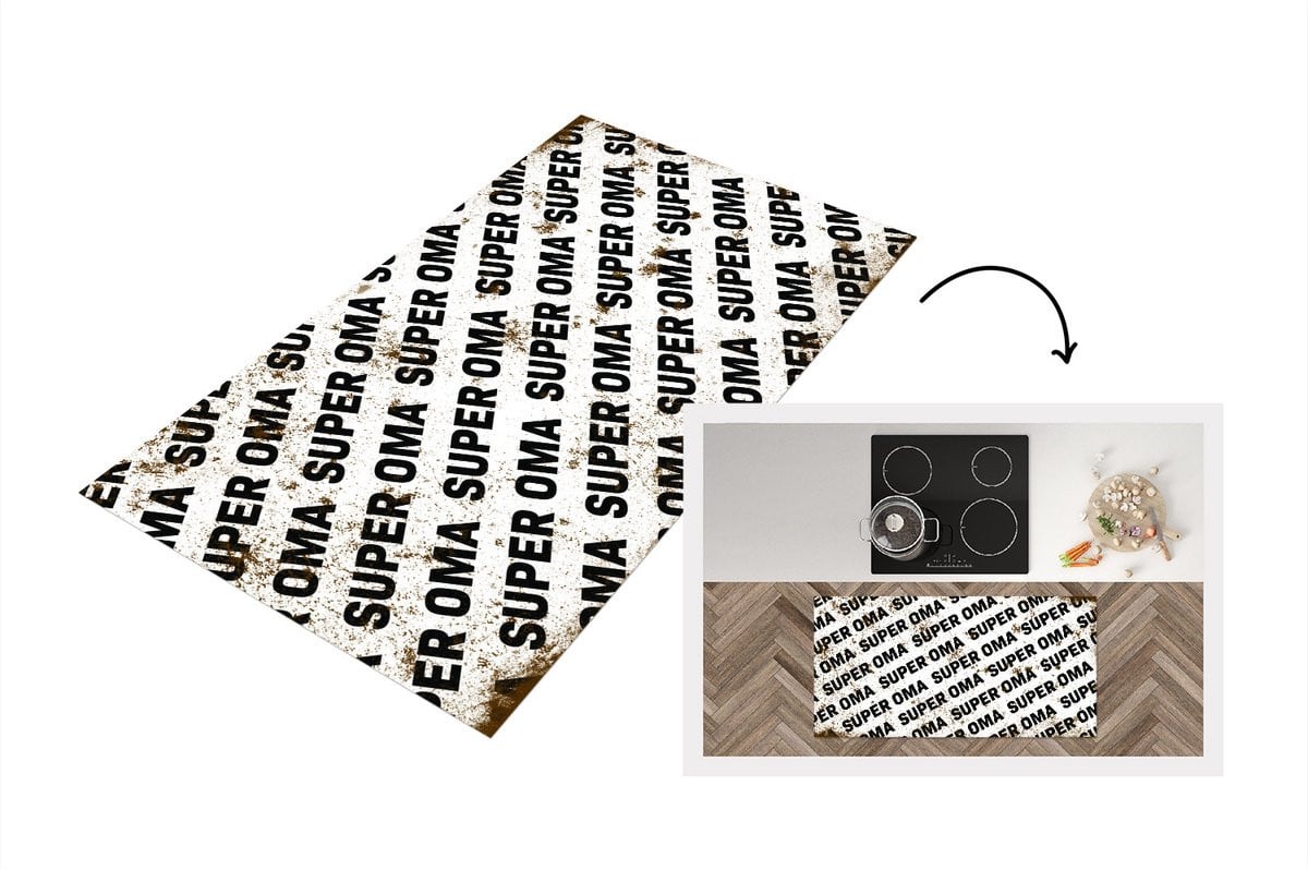 Keukenloper Vinyl met Oma Quotes - 120 x 60 cm