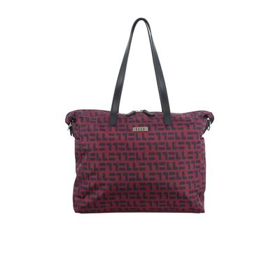 Schultertasche ELLE "Couture", Damen, Gr. B/H/T: 31cm x 50cm x 12cm, rot (weinrot), Nylon, mehrfarbig, Taschen Schultertasche, aus Nylon-Material