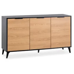 SIDEBOARD Kalma 3 Türen Schwarz/Eiche