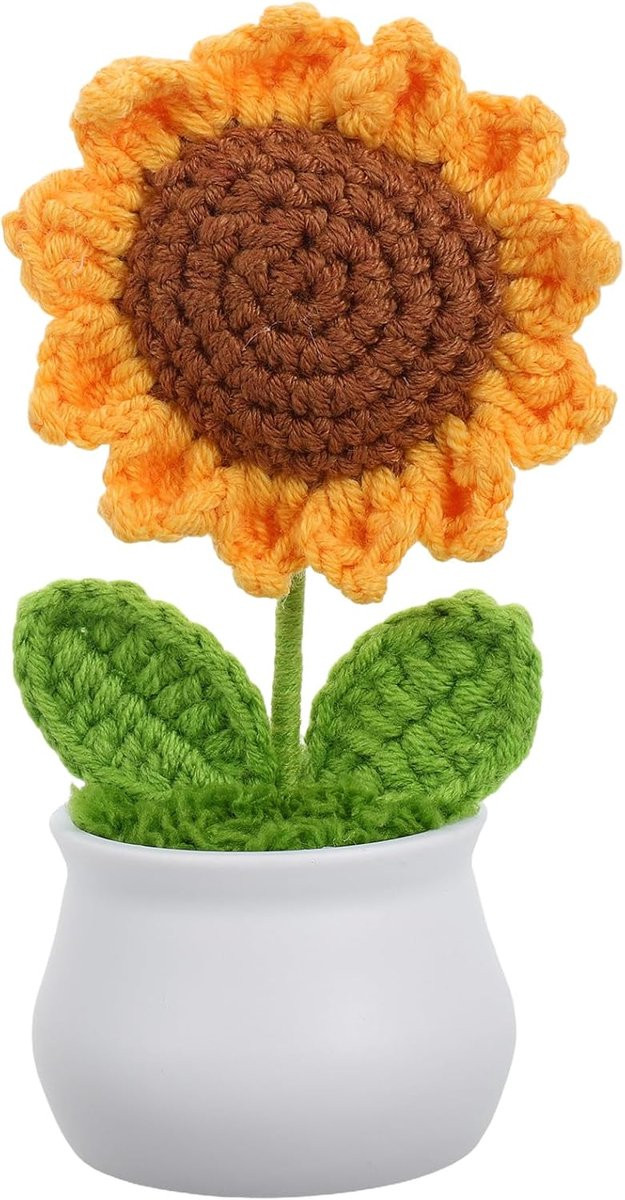 Gehaakte Zonnebloem Mini Decoratie Veelkleurig - Hoogte: 15 cm