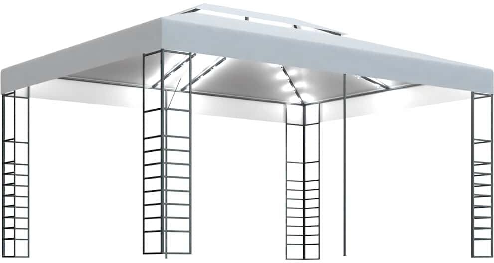 vidaXL Tonnelle avec guirlande lumineuse à LED 4x3x2,7 m Blanc