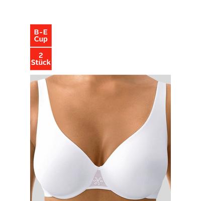 T-Shirt-BH NUANCE BY LASCANA "BH mit Bügel im High-Apex-Design", Damen, Gr. 75, Cup E, schwarz (schwarz, weiß), Microtouch, Obermaterial: 85% Polyamid, 15% Elasthan, BHs BH BH-Set Bügel-BH T-Shirt-BH, mit nahtlosen Cups, große Größen