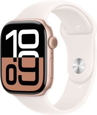Apple Watch Series 10 (rosgold, Aluminium, 46 mm, Sportarmband blassrosa M/L) (MWWU3QF/A)