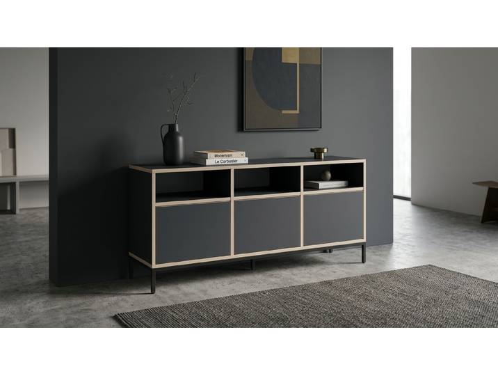 Sideboard schwarz Premium Dekore Schwarz Multiplex Kante