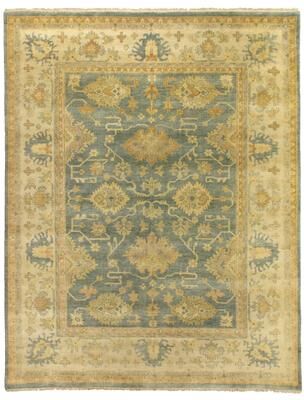 Exquisite Rugs Antique Weave Oushak hand-knotted New Zealand Wool Cobalt/Ivory Area Rug
