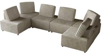 CraftPorch Luxurious Velvet Upholstered 4 Pieces Chair and 2 Corner Seat