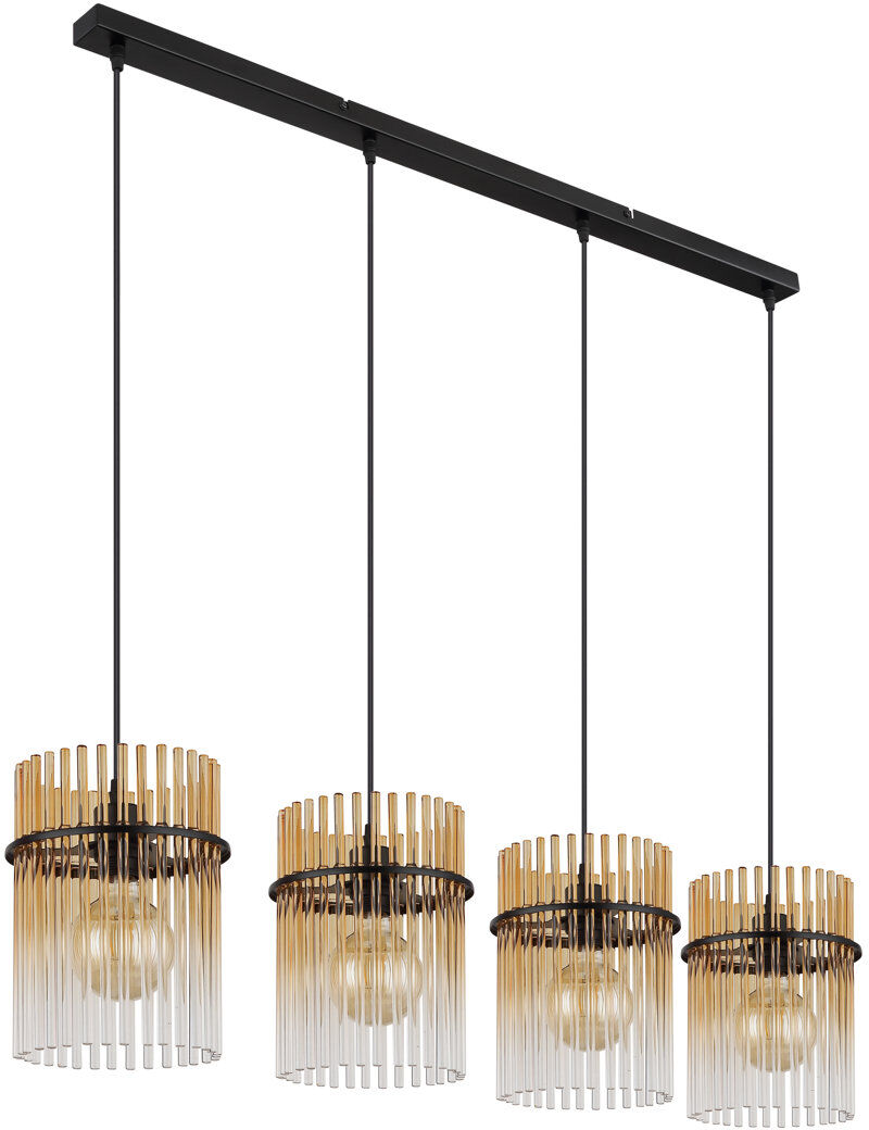 Ivy Bronx Decole 4 - Light Matte Black Kitchen Island Pendant Amber 90cm H X 20cm W