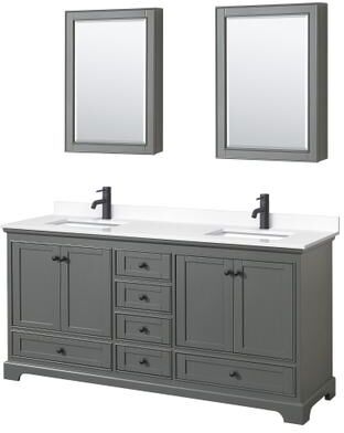 Wyndham Collection Deborah 72-inch Double Vanity, Cultured Marble Top, Medicine Cabinets