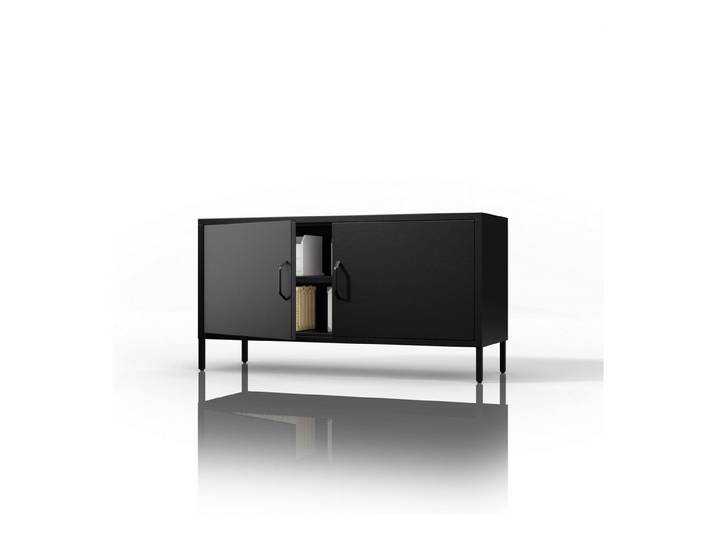 Jan Nowak TV-Schrank ROSA TV-Schrank Metall Stahl 115x60x40cm Sparkling Brilliance (Stahl 0,6mm, 1 Regal 40kg, Kabelöffnungen, Magnete Silikonpads) Beine regulierbar Kabelöffnung Wohnzimmer Büro