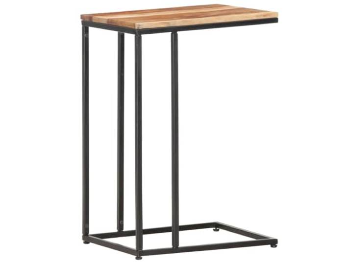 GPWERSDF Beistelltisch C-Form Massivholz 35x45x65 cm Pulverbeschichteter Stahlrahmen, Natürliche Holzmaserung, Einfacher Zusammenbau, Vielseitig für Sofa und Bett