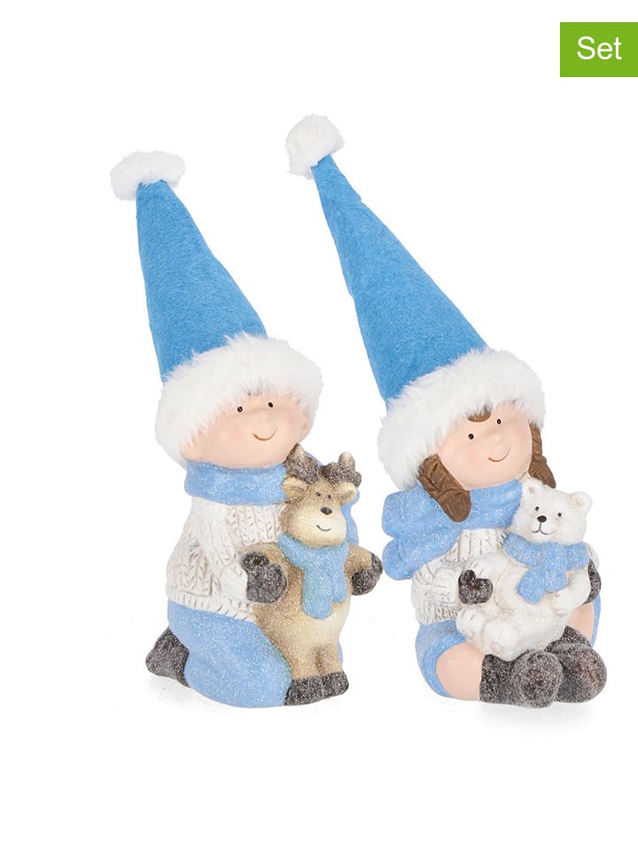 Bizzotto 2er-Set: Dekofiguren "Blanca" in Hellblau - (H)22 cm - onesize