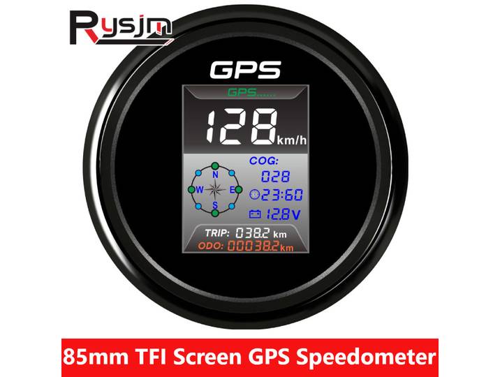 Compteur de vitesse GPS personnalisé, jauge 3 en 1, horloge, compteur horaire, voltmètre, écran TFT numérique, compteur de vitesse pour marine, voiture, bateau, 85mm
