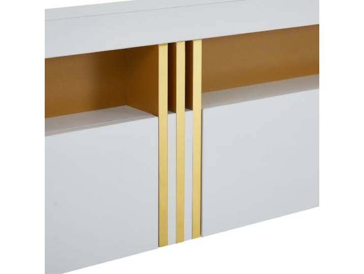 TV-Schrank Weiß 200x40x42 cm Marmor-Optik mit 3 Schubladen Spanplatte mit Marmor-Furnier, 3 Schubladen, Kabelauslass, Tragkraft 30 kg, Montage erFor Forderlich