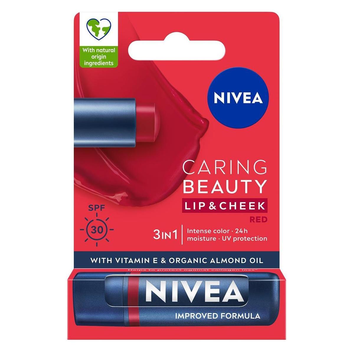 NIVEA Caring Beauty 3 In 1 Pflegender Lippenbalsam Rot 48g (Lippenbalsam) (47405350)