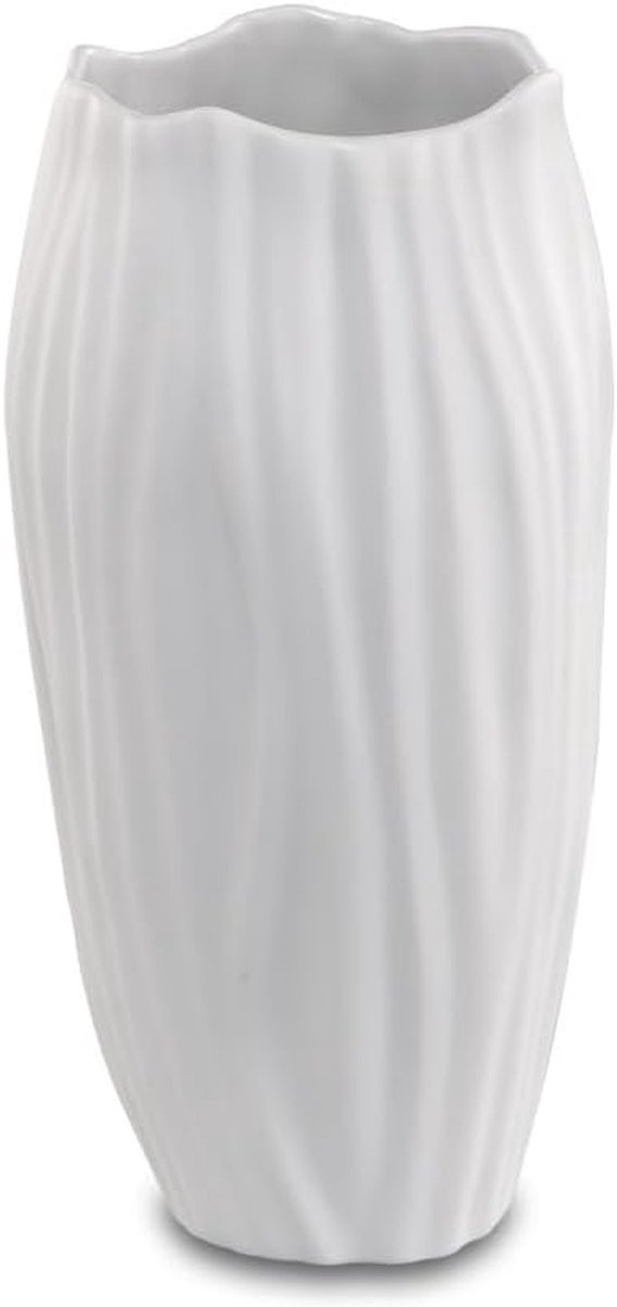 Wit Porseleinen Vaas - Handgemaakte Decoratieve Vaas - 20 x 10 cm