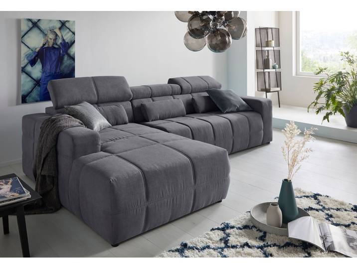 Ecksofa, Luxus-Microfaser Antikleder-Optik, Dunkelgrau 289×175 cm, L-Form, Klassisch, Domo-Collection