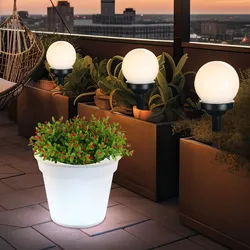 4er Set LED Solar Leuchten Blumen Topf Außen Beleuchtung Garten Deko Kugel Erdspieß Steck Lampen